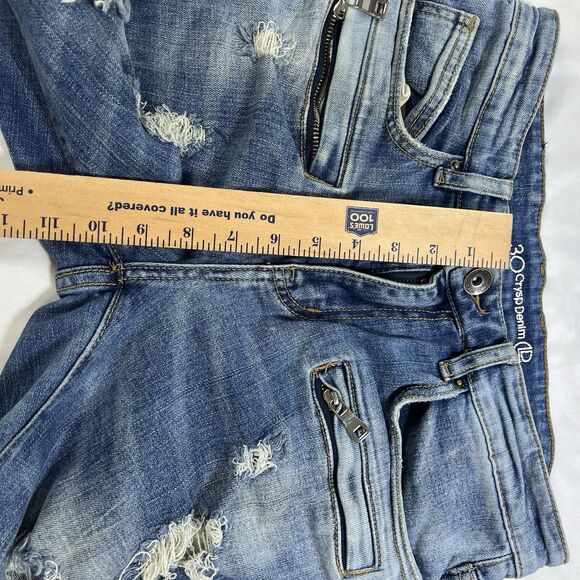 Crysp Denim Men's Destroyed Distressed Jeans Moto Zipper Accents Stretch Size 30 - Picture 10 of 14